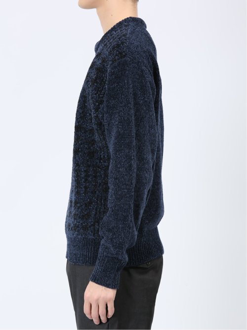 モールチェック柄 クルーネックニット