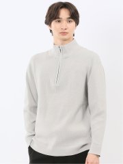 ウォッシャブル ハーフジップ スタンドニット
