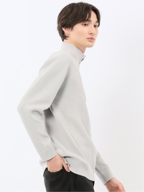 ウォッシャブル ハーフジップ スタンドニット