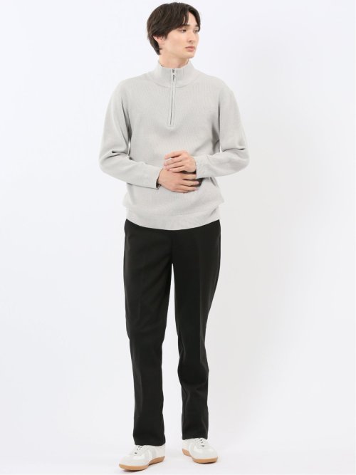 ウォッシャブル ハーフジップ スタンドニット