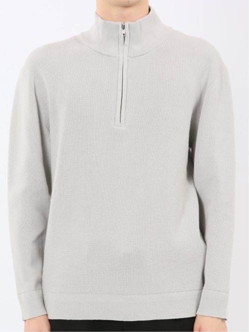ウォッシャブル ハーフジップ スタンドニット