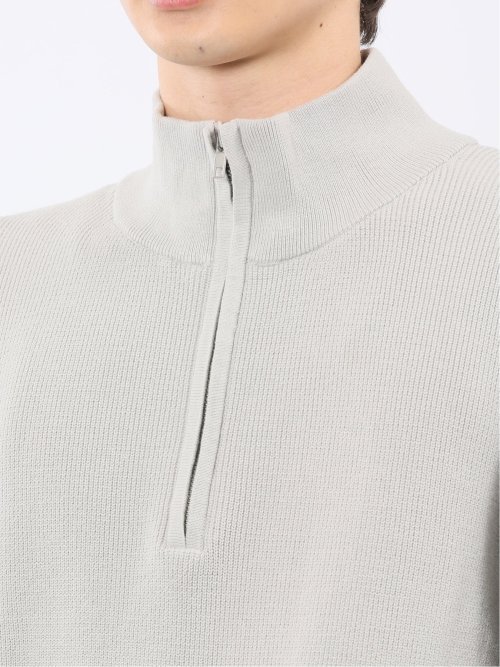 ウォッシャブル ハーフジップ スタンドニット