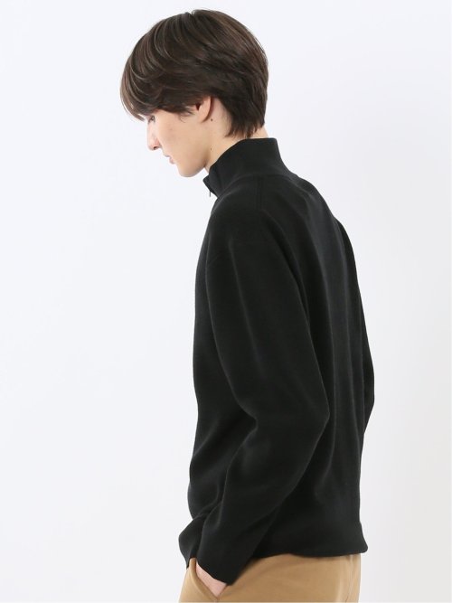 ウォッシャブル ハーフジップ スタンドニット