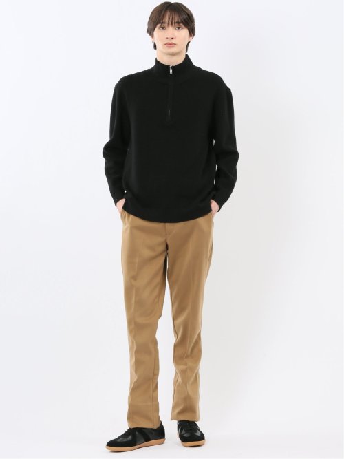 ウォッシャブル ハーフジップ スタンドニット