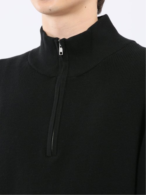 ウォッシャブル ハーフジップ スタンドニット