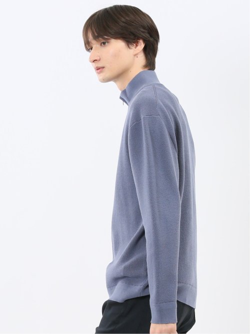 ウォッシャブル ハーフジップ スタンドニット