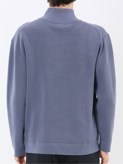 ウォッシャブル ハーフジップ スタンドニット