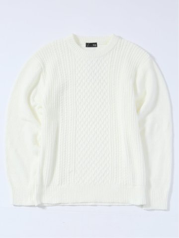 ハンドウォッシャブル モールケーブル編み クルーニット