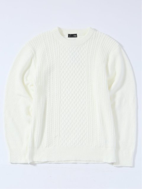 ハンドウォッシャブル モールケーブル編み クルーニット