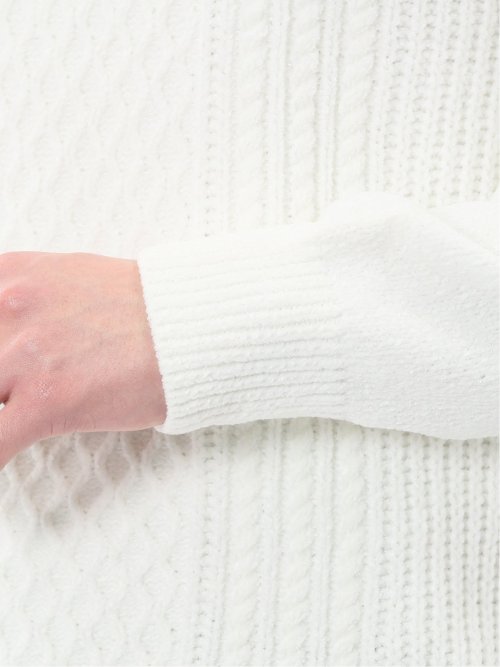 ハンドウォッシャブル モールケーブル編み クルーニット