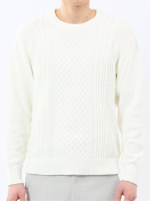 ハンドウォッシャブル モールケーブル編み クルーニット