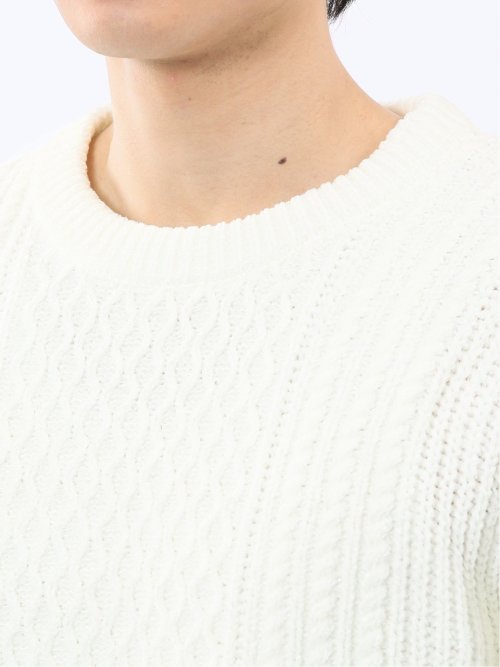 ハンドウォッシャブル モールケーブル編み クルーニット