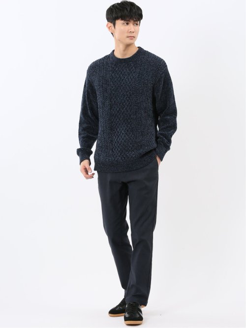 ハンドウォッシャブル モールケーブル編み クルーニット