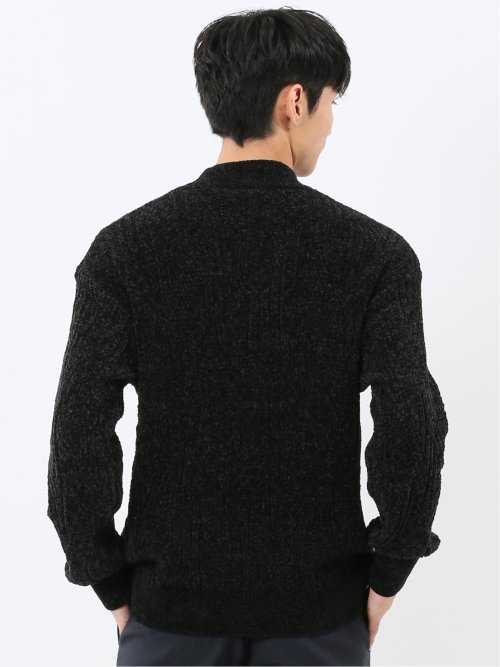 ハンドウォッシャブル モール幾何学柄 モックネックニット