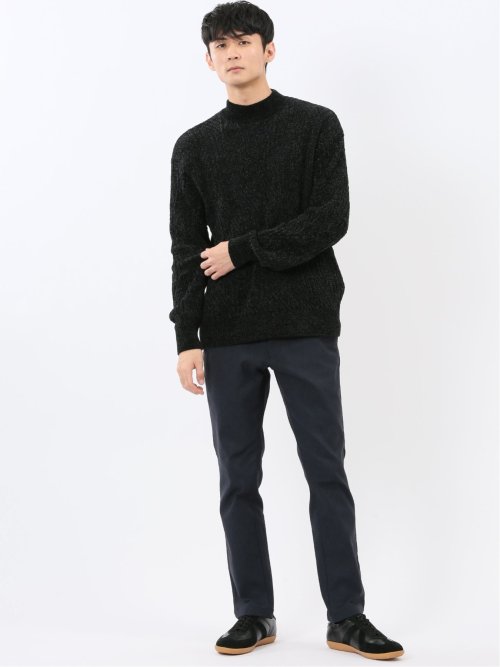 ハンドウォッシャブル モール幾何学柄 モックネックニット