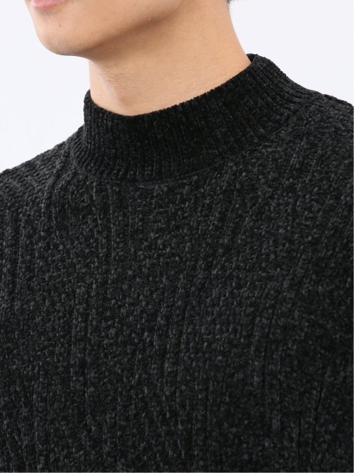 ハンドウォッシャブル モール幾何学柄 モックネックニット