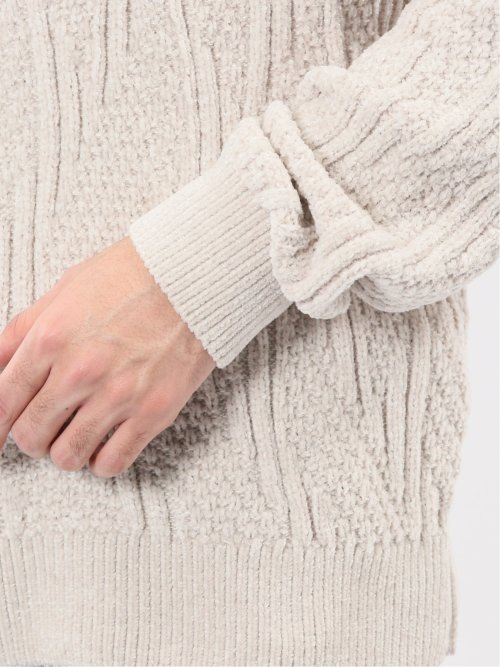 ハンドウォッシャブル モール幾何学柄 モックネックニット