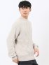 ハンドウォッシャブル モール幾何学柄 モックネックニット
