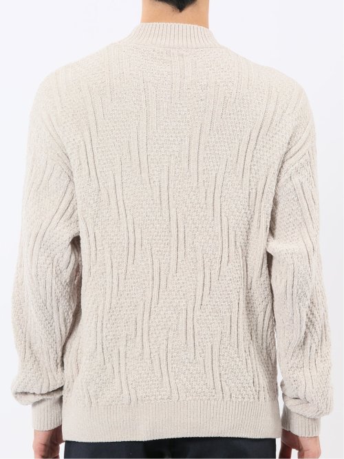 ハンドウォッシャブル モール幾何学柄 モックネックニット