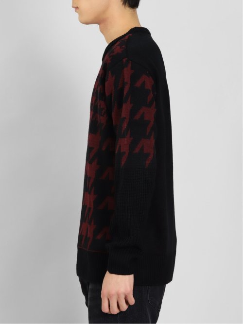 ウォッシャブル 柄切替 クルーニット