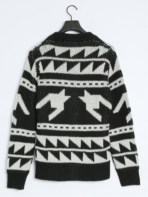 ジャガード Vネック ニットカーディガン