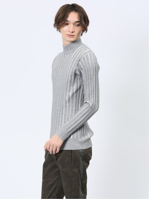 針抜きプレーティング モックネック ニット