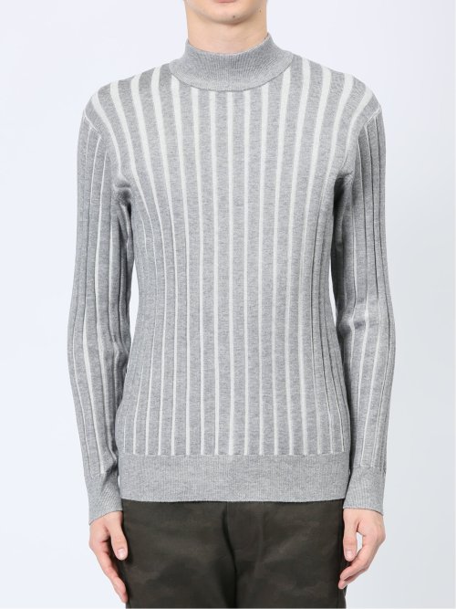 針抜きプレーティング モックネック ニット