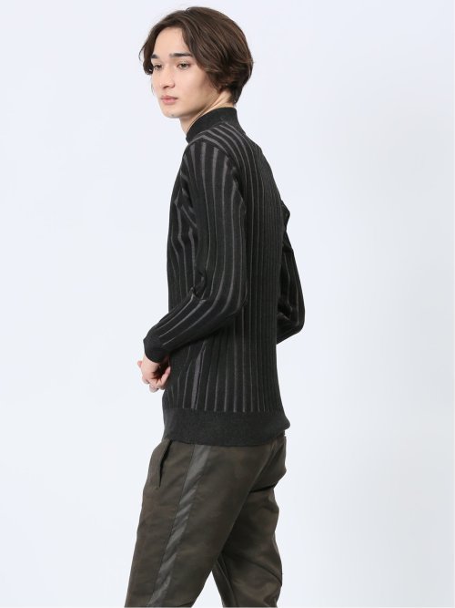 針抜きプレーティング モックネック ニット