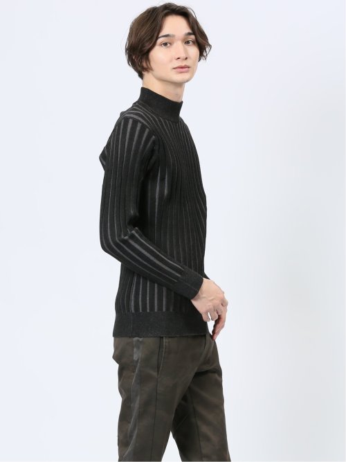 針抜きプレーティング モックネック ニット