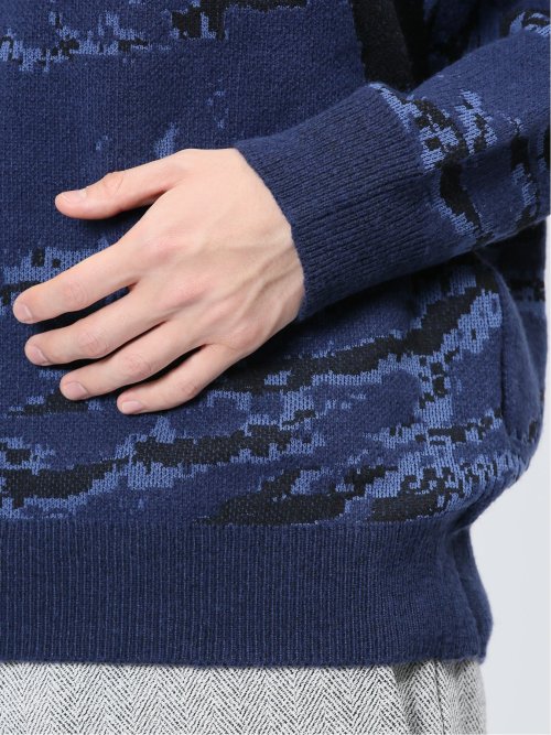 マーブルジャガード クルーニット