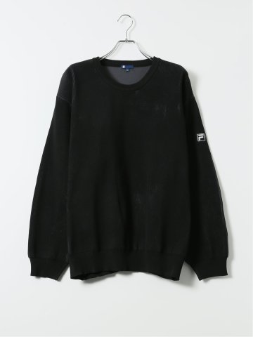 【大きいサイズ】フィラ ゴルフ ニット セーター メンズ 長袖 ストレッチ ウォッシャブル クルーネック 畦 プレーティング