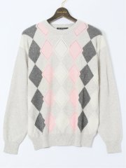 【大きいサイズ】グランバック/GRAND-BACK カシミヤ100% ジャカード クルーニット