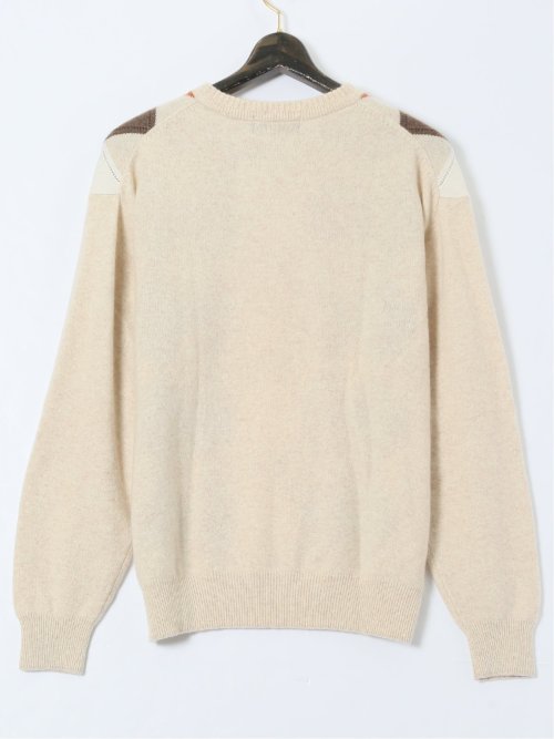 【大きいサイズ】グランバック/GRAND-BACK カシミヤ100% ジャカード クルーニット