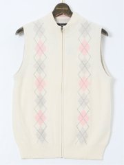 【大きいサイズ】グランバック/GRAND-BACK カシミヤ100% フルジップ ニットベスト