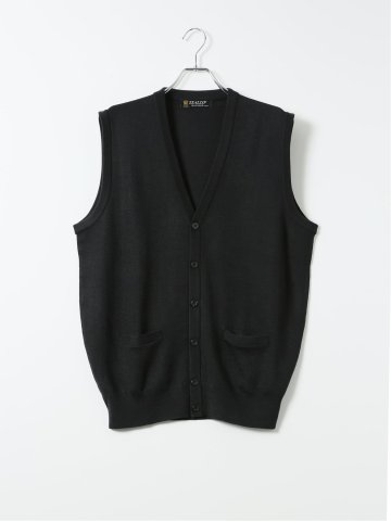 【大きいサイズ】ジールジップ マキシマム ニット ジレ ベスト メンズ ストレッチ ウォッシャブル 毛玉防止 Vネック 前開き ウール混