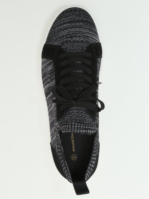 外羽根 ニット×スエード スニーカー