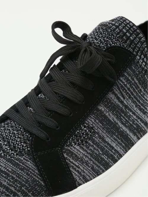 外羽根 ニット×スエード スニーカー