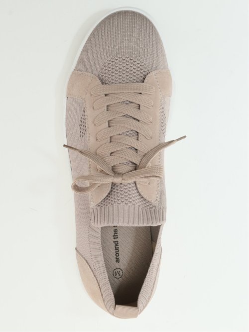 外羽根 ニット×スエード スニーカー