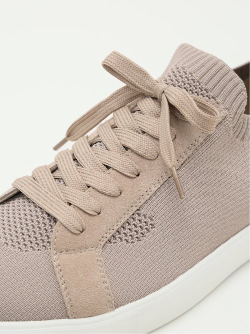 外羽根 ニット×スエード スニーカー