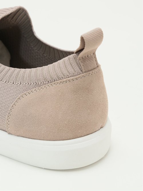 外羽根 ニット×スエード スニーカー