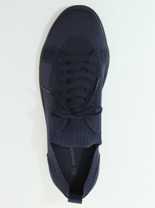 外羽根 ニット×スエード スニーカー