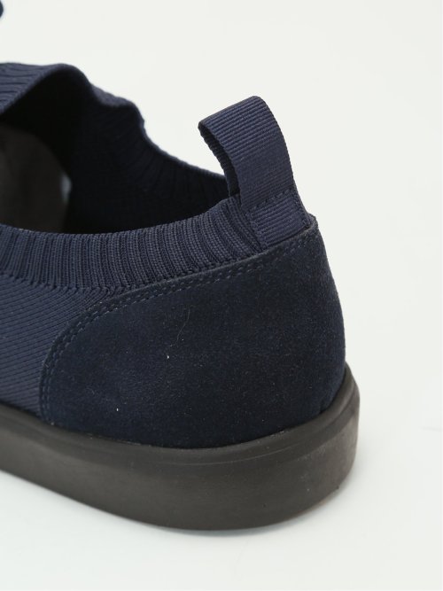 外羽根 ニット×スエード スニーカー