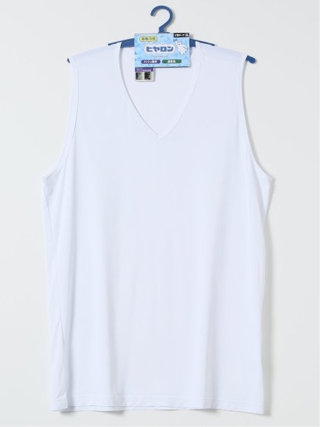 【大きいサイズ】ヒヤロン 接触冷感 アンダー Vネック ノースリーブ シャツ