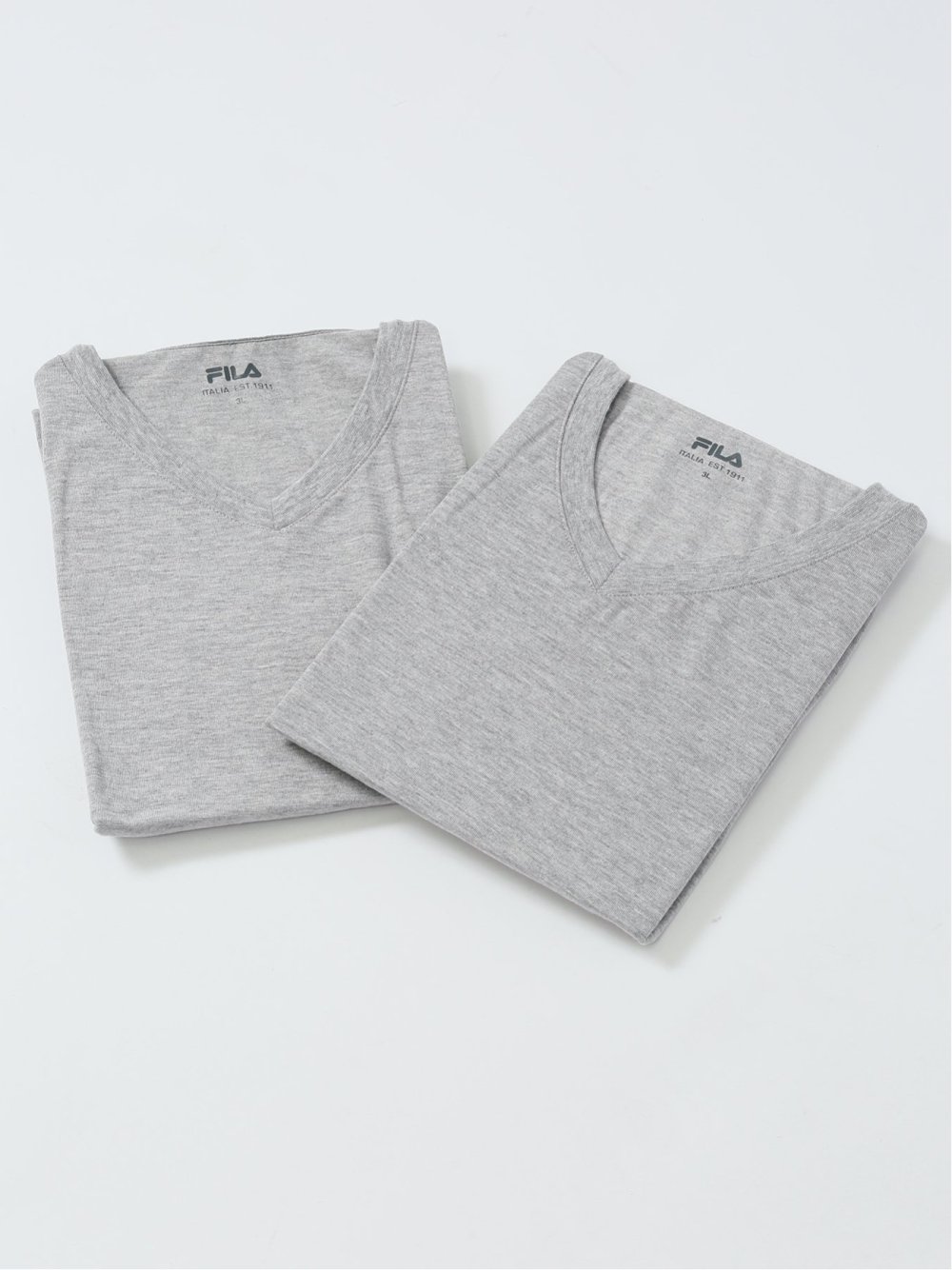 【大きいサイズ】フィラ/FILA 綿混 Vネック半袖インナー 2枚組