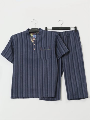 【大きいサイズ】彩匠庵 ストレッチ楊柳 リラクシング上下セット