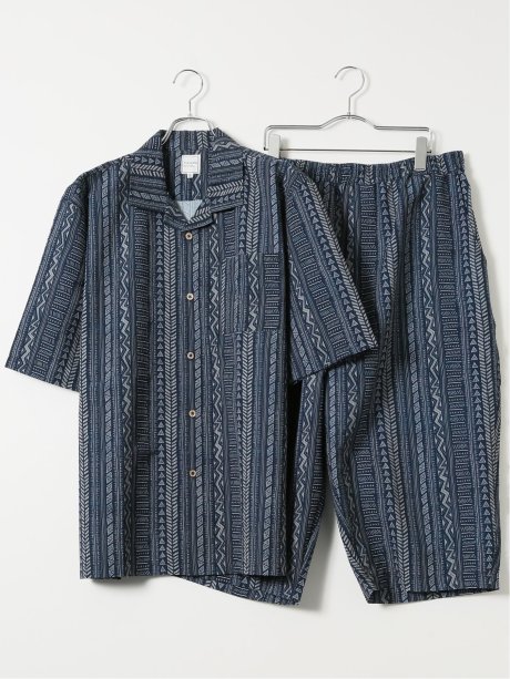 【大きいサイズ】ゆるリラ ストレッチ リラクシング上下セット ストライプ
