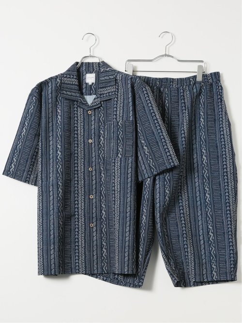 【大きいサイズ】ゆるリラ ストレッチ リラクシング上下セット ストライプ