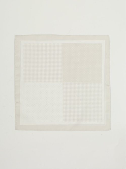 シルク混 四面 ジャガードチーフ