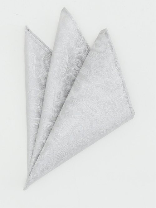 シルク混 ペイズリー柄チーフ