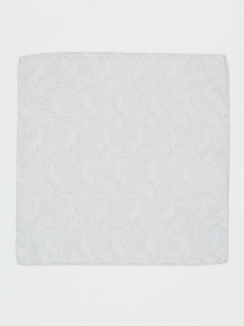 シルク混 ペイズリー柄チーフ